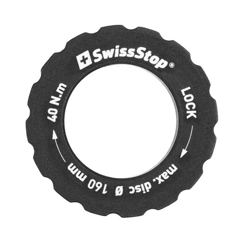 SwissStop Centerlock Lockring Road, Alu, Schwarz, 2.15mm, Bis 160mm 2 SwissStop Centerlock Lockring Road, Alu, Schwarz, 2.15mm, Bis 160mm